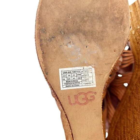 UGG Melinda Tan Platform Woven Wedges Sz 10