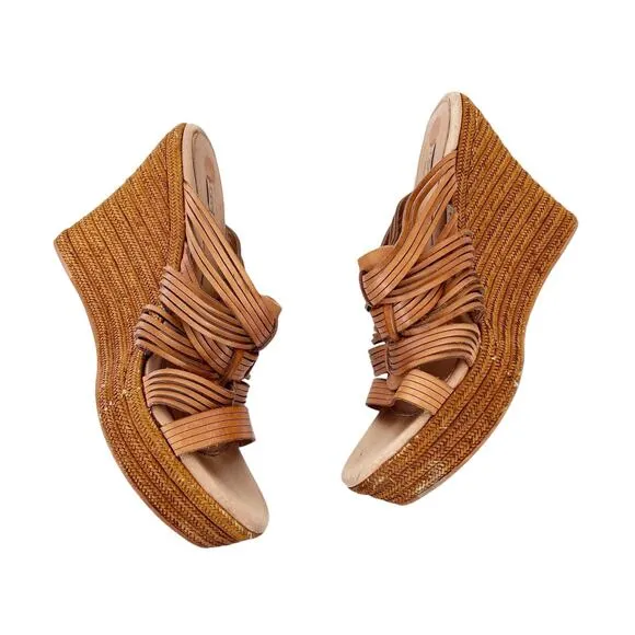 UGG Melinda Tan Platform Woven Wedges Sz 10