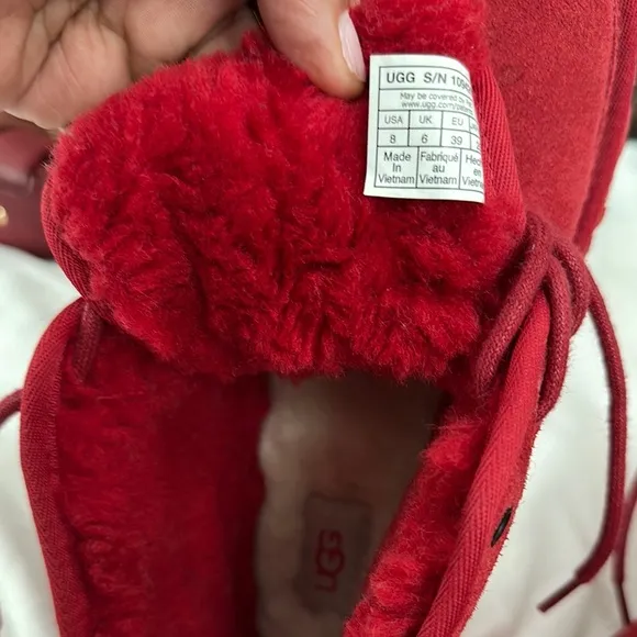 UGG Red Moccasin Shoes Plush Lining
