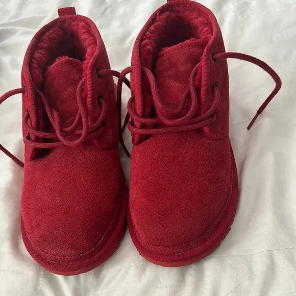 UGG Red Moccasin Shoes Plush Lining