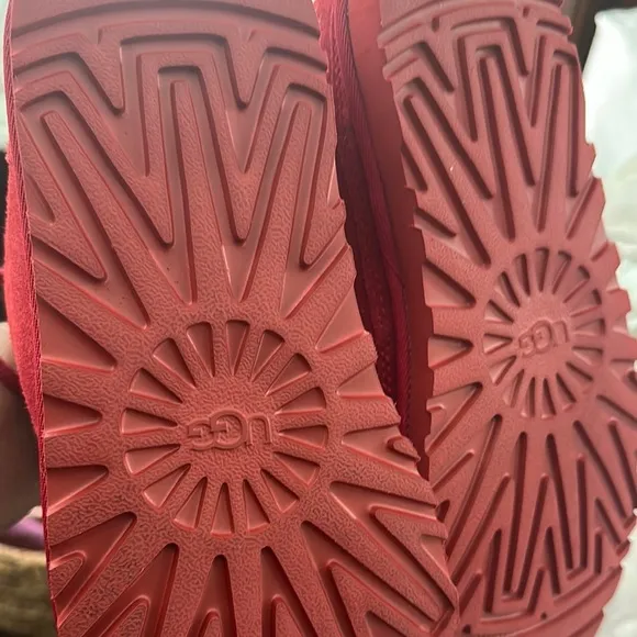 UGG Red Moccasin Shoes Plush Lining