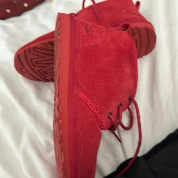 UGG Red Moccasin Shoes Plush Lining