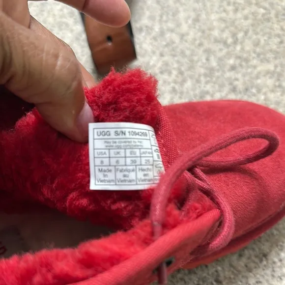 UGG Red Moccasin Shoes Plush Lining
