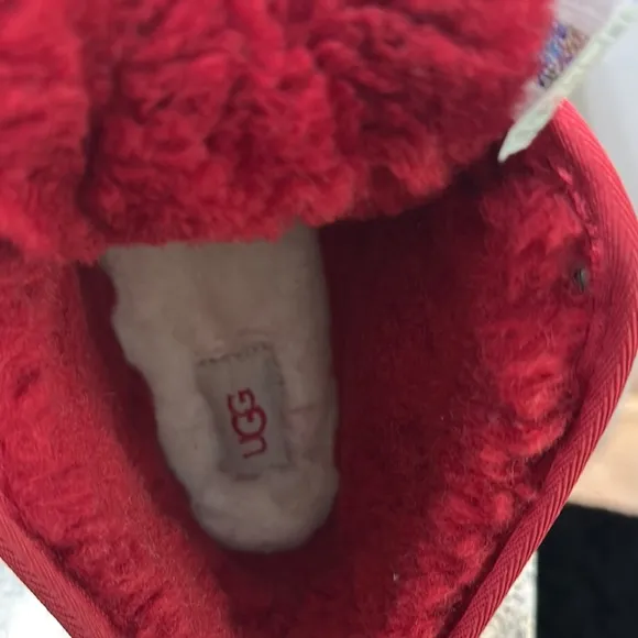 UGG Red Moccasin Shoes Plush Lining