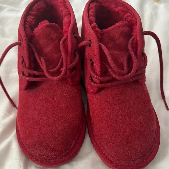 UGG Red Moccasin Shoes Plush Lining