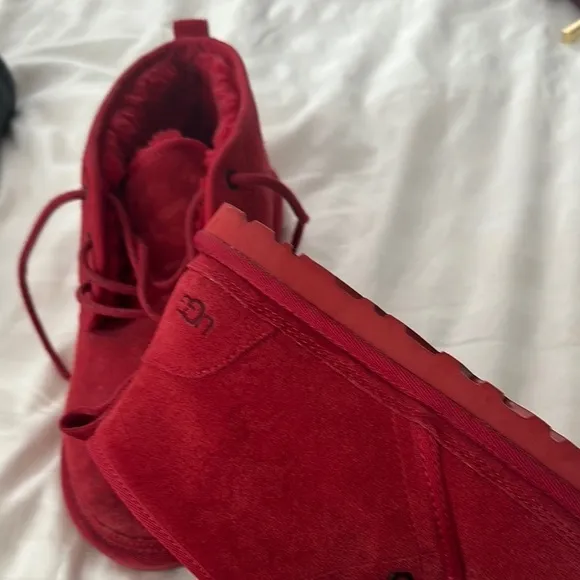 UGG Red Moccasin Shoes Plush Lining
