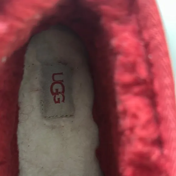 UGG Red Moccasin Shoes Plush Lining