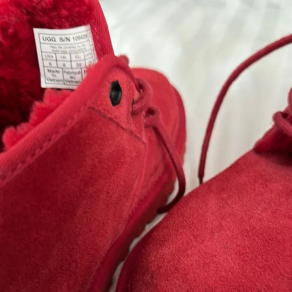 UGG Red Moccasin Shoes Plush Lining