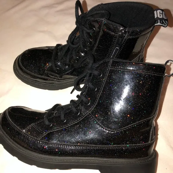 UGG Robley glitter lace up black boots