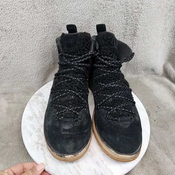 UGG Shoes Womens Size 9 Lakesider Black Leather Lace Up Boots *Read*