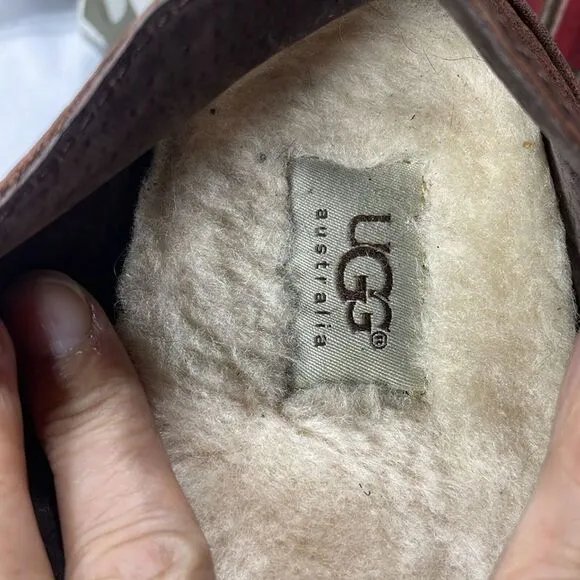 Ugg Stout‎ Brown Hunley, Loafers &amp; Slip-Ons MEN'S leather moccasins-11/EUC
