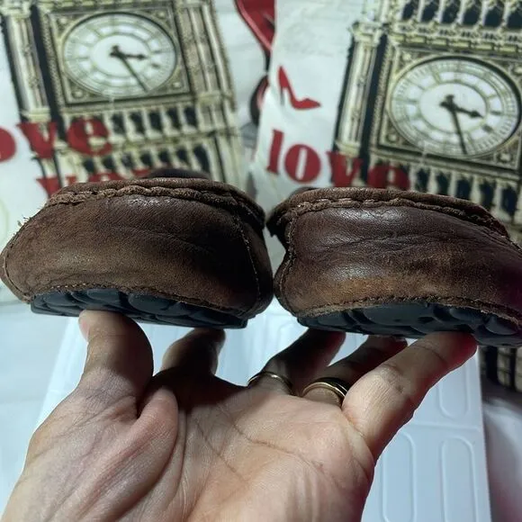Ugg Stout‎ Brown Hunley, Loafers &amp; Slip-Ons MEN'S leather moccasins-11/EUC