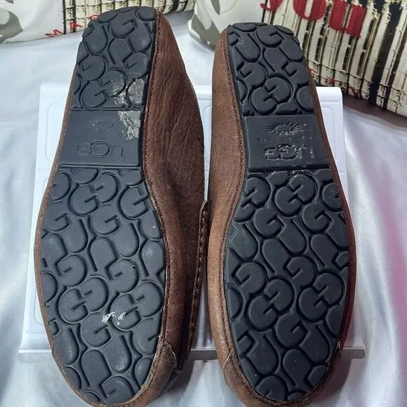 Ugg Stout‎ Brown Hunley, Loafers &amp; Slip-Ons MEN'S leather moccasins-11/EUC