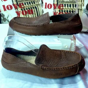 Ugg Stout‎ Brown Hunley, Loafers &amp; Slip-Ons MEN'S leather moccasins-11/EUC