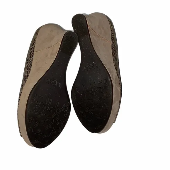 UGG Toura Metallic Snake Print Wedges 7