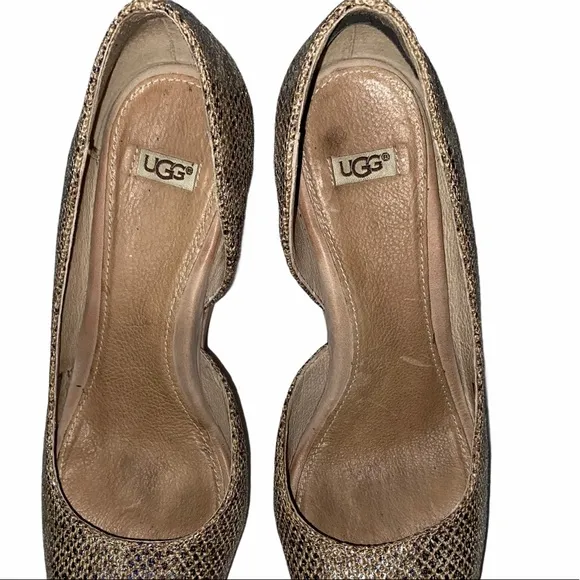 UGG Toura Metallic Snake Print Wedges 7