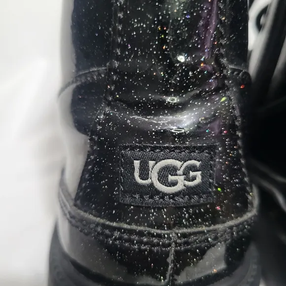 Ugg Women's Black Glitter Combat Boots - Size 6