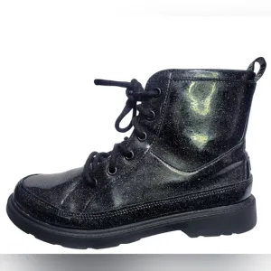 Ugg Women's Black Glitter Combat Boots - Size 6
