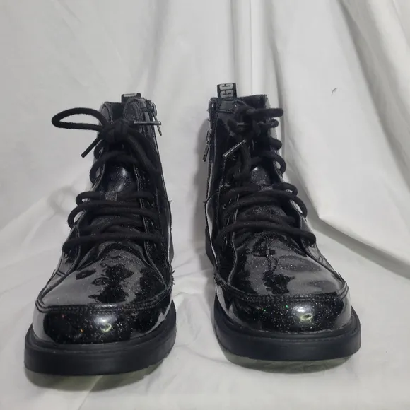 Ugg Women's Black Glitter Combat Boots - Size 6