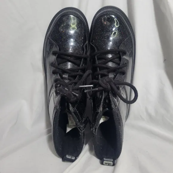 Ugg Women's Black Glitter Combat Boots - Size 6