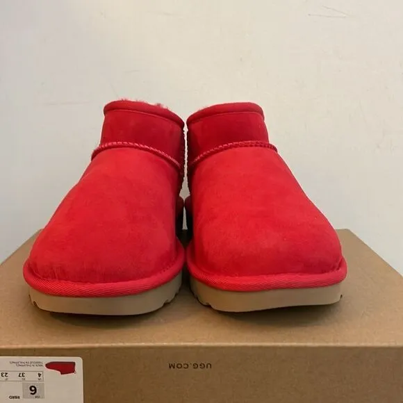 UGG Classic Ultra Mini Booties Red US Women Size 6/UK 4/EU 37(Box without lid)