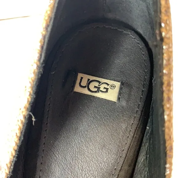 UGGS Australia metallic snakeskin black suede platform wedges