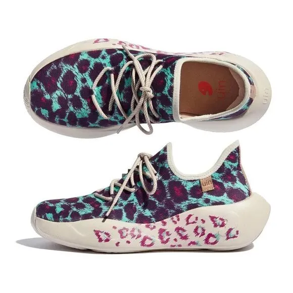 UIN Women's Sneakers Lightweight Casual Athletic Shoes (Blue Purple Leopard)