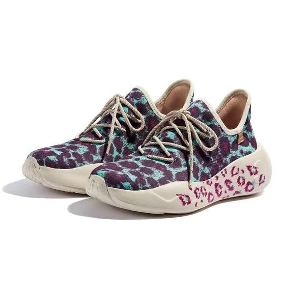 UIN Women's Sneakers Lightweight Casual Athletic Shoes (Blue Purple Leopard)