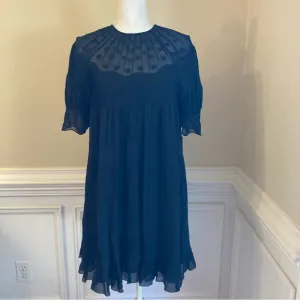 ULLA JOHNSON Silk Polka Dot Wave Embroidered Dress