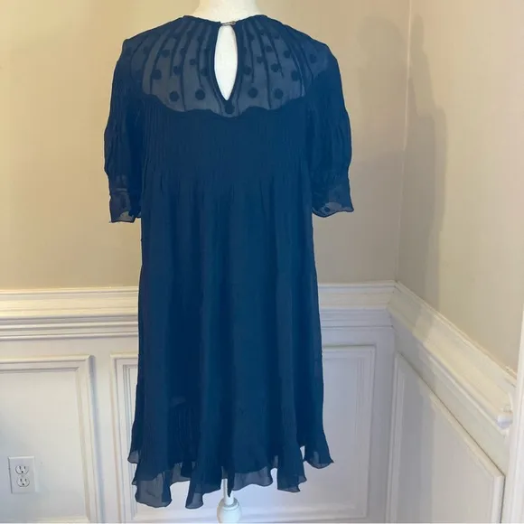 ULLA JOHNSON Silk Polka Dot Wave Embroidered Dress