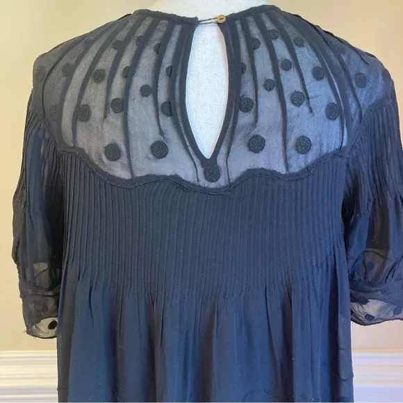 ULLA JOHNSON Silk Polka Dot Wave Embroidered Dress