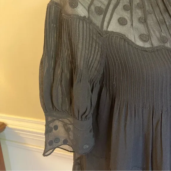 ULLA JOHNSON Silk Polka Dot Wave Embroidered Dress