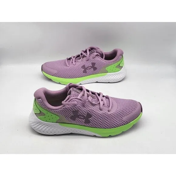 Under Armour Youth Running Shoes 5.5Y Purple Neon Green Mesh Sneakers
