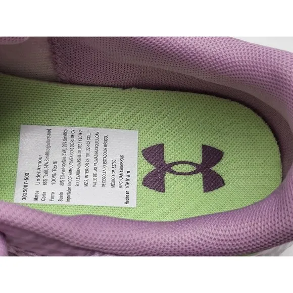 Under Armour Youth Running Shoes 5.5Y Purple Neon Green Mesh Sneakers