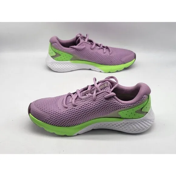 Under Armour Youth Running Shoes 5.5Y Purple Neon Green Mesh Sneakers