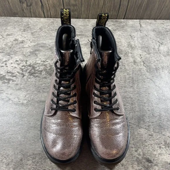 Unisex Dr. Martens 1460 Glitter J Boots Dark Pink Lace Up Zip Women’s Size 5