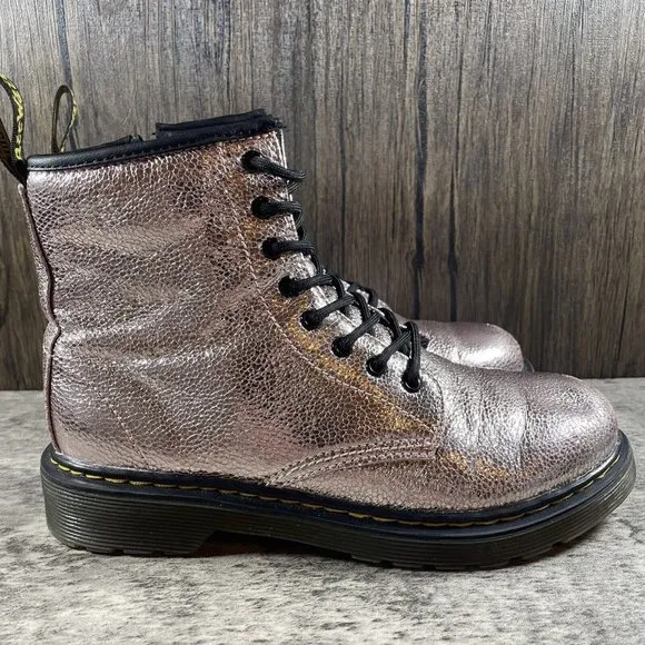 Unisex Dr. Martens 1460 Glitter J Boots Dark Pink Lace Up Zip Women’s Size 5