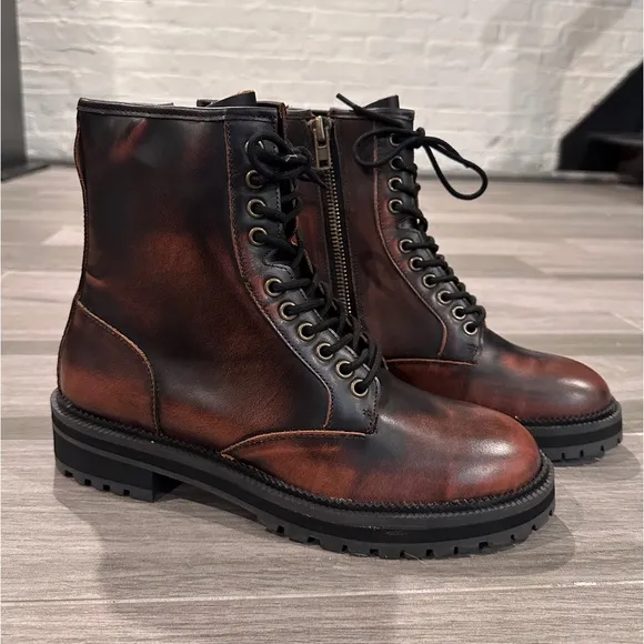 Urban Outfitters brown burnished combat boots