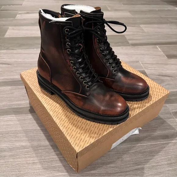 Urban Outfitters brown burnished combat boots