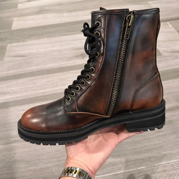 Urban Outfitters brown burnished combat boots