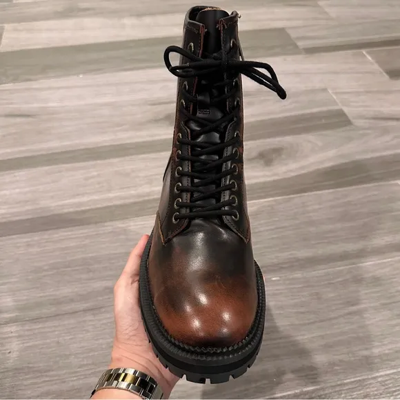 Urban Outfitters brown burnished combat boots