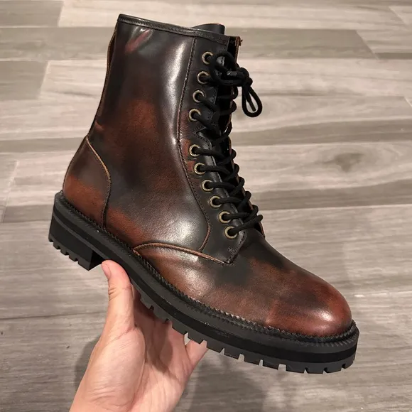 Urban Outfitters brown burnished combat boots