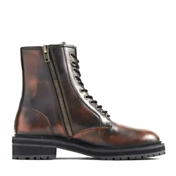Urban Outfitters brown burnished combat boots