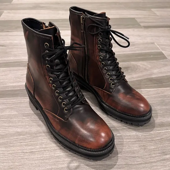Urban Outfitters brown burnished combat boots