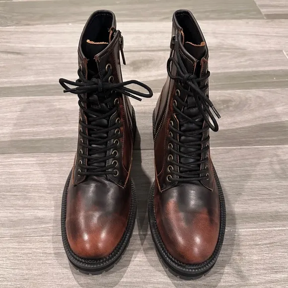 Urban Outfitters brown burnished combat boots
