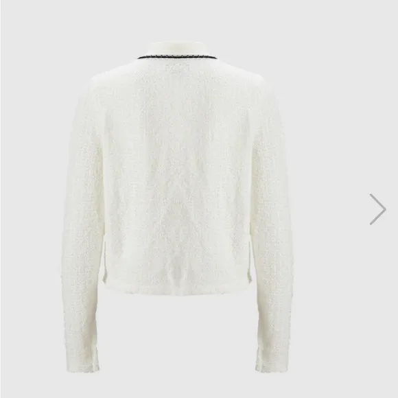 Urban Revivo off white ivory &amp; black textured knit cardigan with good buttons