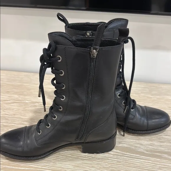 Valentino Floral Black Lace-Up Boots