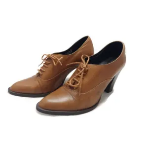 Valeria Grossi Lace Up Ankle Boots Brown Heel