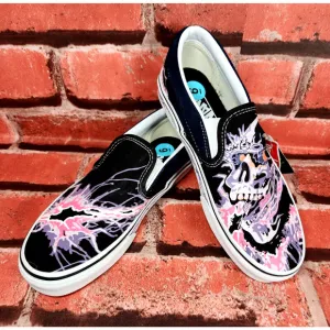 VANS Classic Slip On Zap Black Canvas Men Sneakers Skate Glow In Dark NWOB SZ 6