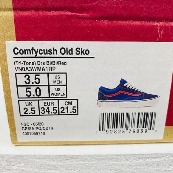 Vans Comfycush Old Skool Tri-Tone Men's Size 3.5 Women's 5 New  VN0A3WMA1RP‎